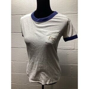 PINK VS Love Sequin Women's Sz Xs Gray Tshirt Short Sleeve Casual